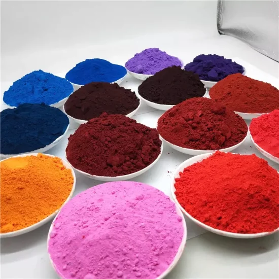 Polvere di ferro ad alto contenuto di ossido di ferro rosso/giallo/verde/blu/nero/viola/marrone, pigmenti in polvere di ematite per